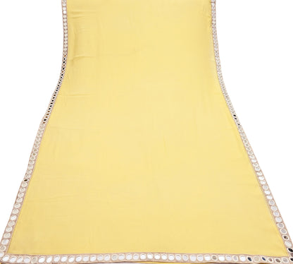Rare Vintage Yellow Chiffon Silk Saree Hand Beaded Abu Jani Designer Sari 6 Yards Bollywood Party Wear Ethnic