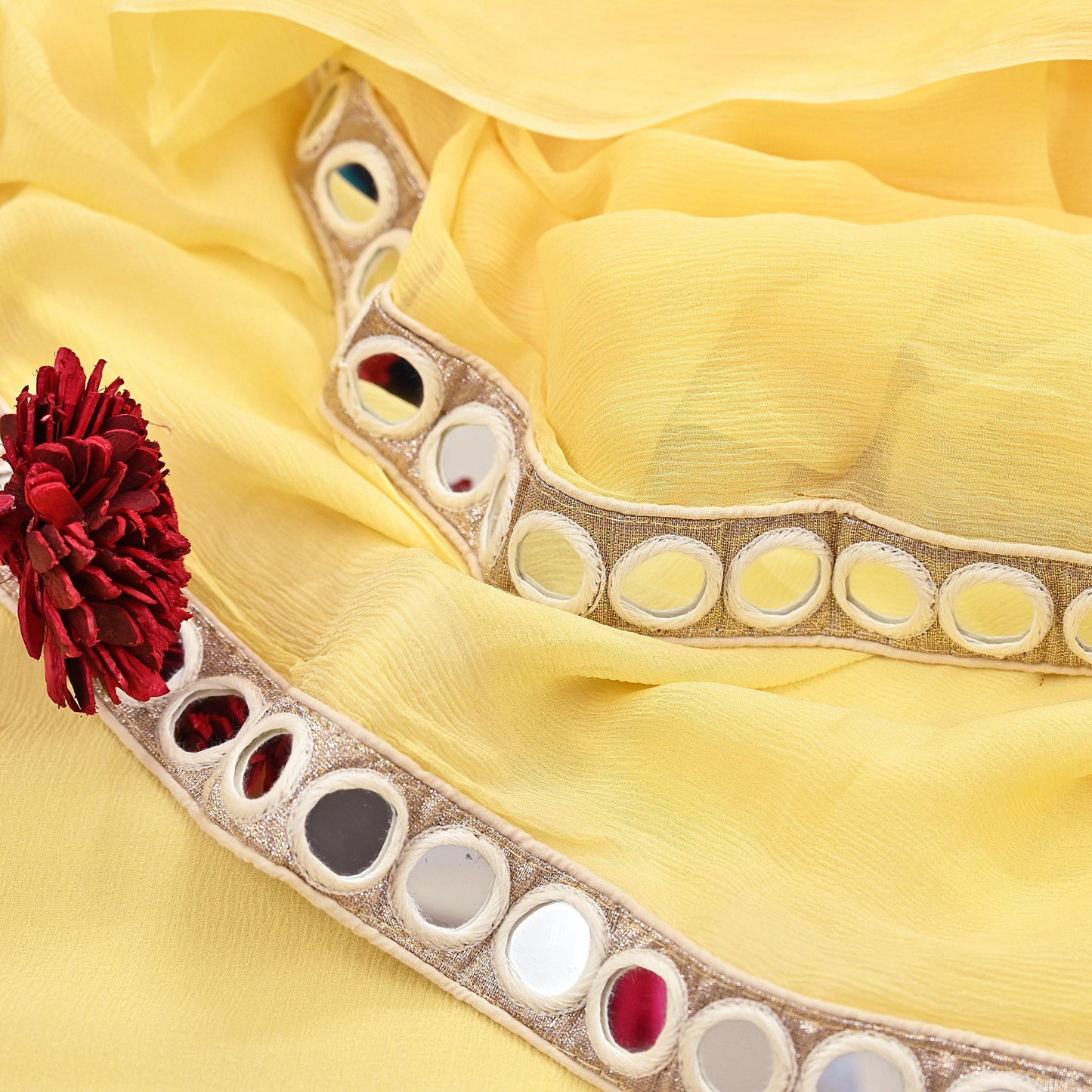 Rare Vintage Yellow Chiffon Silk Saree Hand Beaded Abu Jani Designer Sari 6 Yards Bollywood Party Wear Ethnic