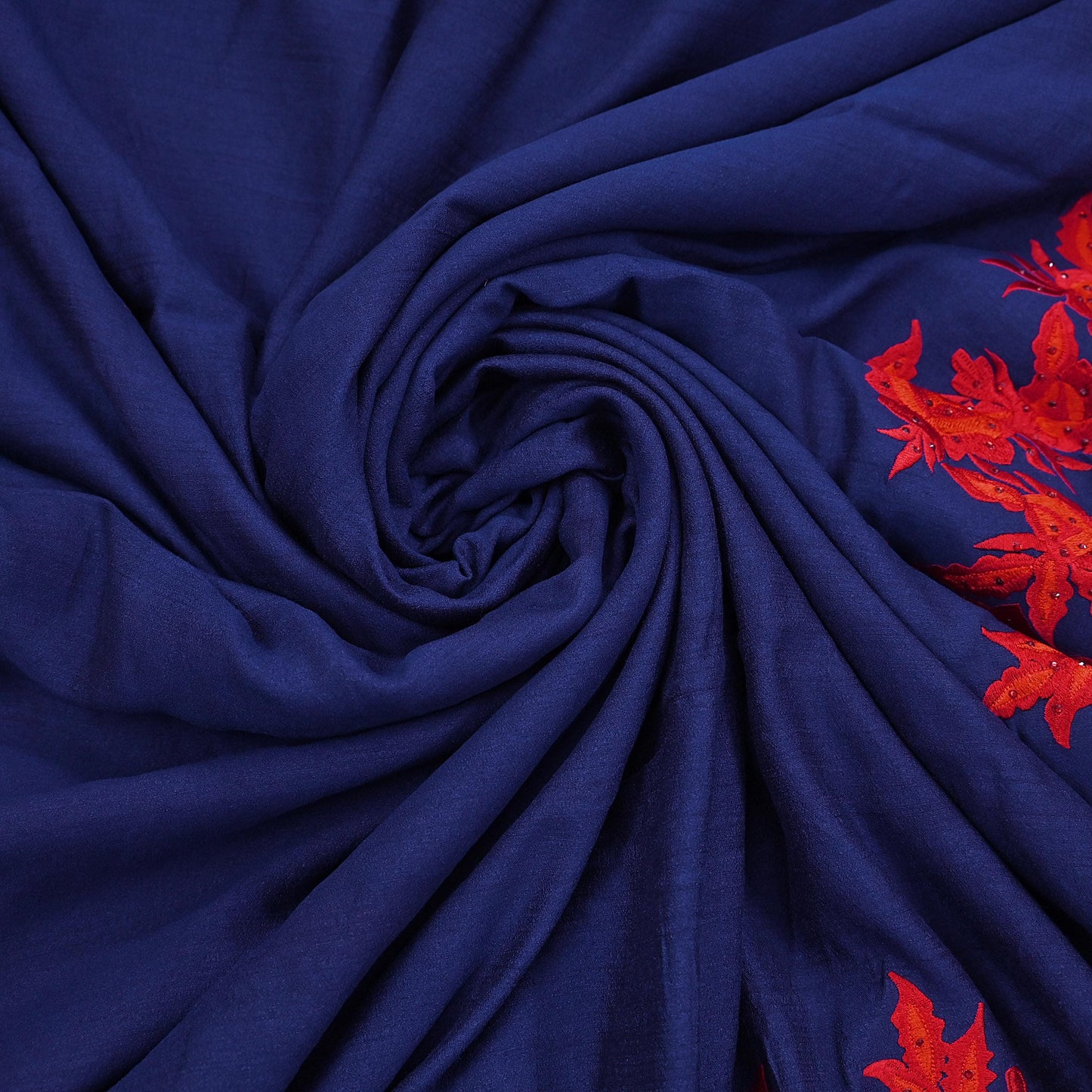 Indian Rare Vintage Zardozi Sarees Deep Blue Pure Silk Hand Embroidered Sari Fabric 5.5 Yards Sewing Ethnic Mirror