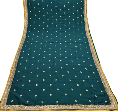 Rare Vintage Bottle Green Pure Silk Saree Zardozi Hand Embroidered Designer Sabyasachi Sari 5.5 Yard Bollywood Party Wear