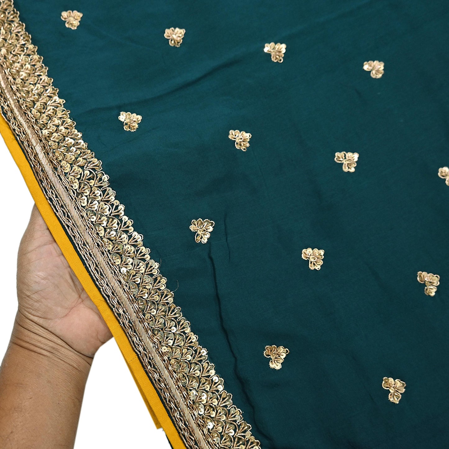Rare Vintage Bottle Green Pure Silk Saree Zardozi Hand Embroidered Designer Sabyasachi Sari 5.5 Yard Bollywood Party Wear