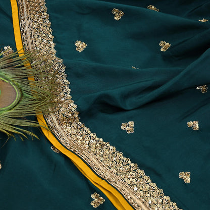 Rare Vintage Bottle Green Pure Silk Saree Zardozi Hand Embroidered Designer Sabyasachi Sari 5.5 Yard Bollywood Party Wear