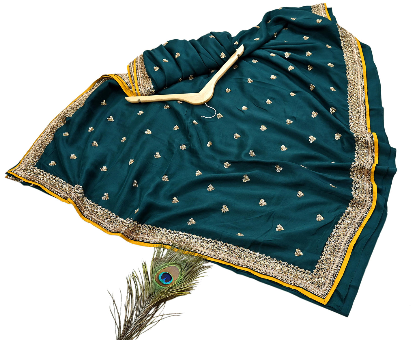 Rare Vintage Bottle Green Pure Silk Saree Zardozi Hand Embroidered Designer Sabyasachi Sari 5.5 Yard Bollywood Party Wear