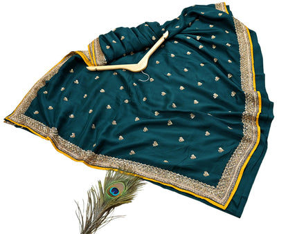 Rare Vintage Bottle Green Pure Silk Saree Zardozi Hand Embroidered Designer Sabyasachi Sari 5.5 Yard Bollywood Party Wear