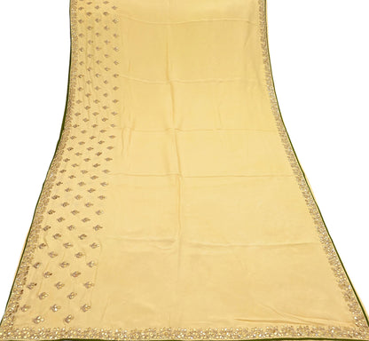 Rare Vintage Yellow Pure Silk Saree Zardozi Gota Hand Embroidered Designer Sabyasachi Sari 6 Yard Bollywood Party Wear