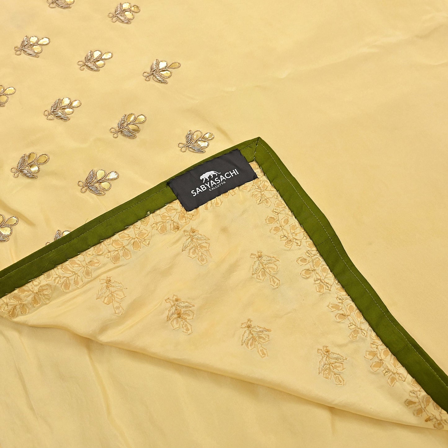 Rare Vintage Yellow Pure Silk Saree Zardozi Gota Hand Embroidered Designer Sabyasachi Sari 6 Yard Bollywood Party Wear