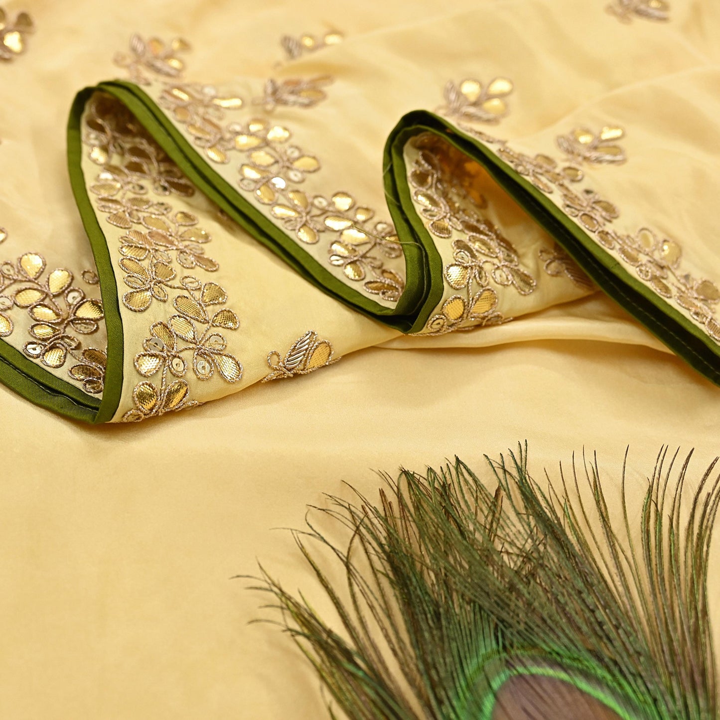 Rare Vintage Yellow Pure Silk Saree Zardozi Gota Hand Embroidered Designer Sabyasachi Sari 6 Yard Bollywood Party Wear