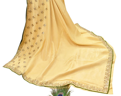 Rare Vintage Yellow Pure Silk Saree Zardozi Gota Hand Embroidered Designer Sabyasachi Sari 6 Yard Bollywood Party Wear
