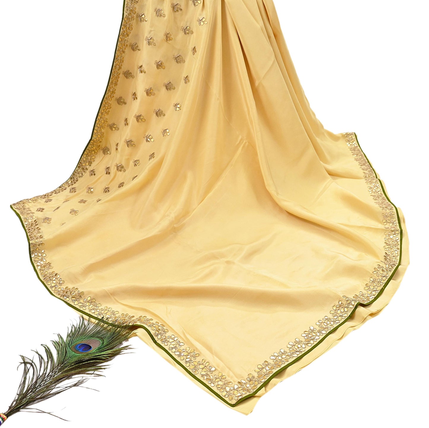 Rare Vintage Yellow Pure Silk Saree Zardozi Gota Hand Embroidered Designer Sabyasachi Sari 6 Yard Bollywood Party Wear