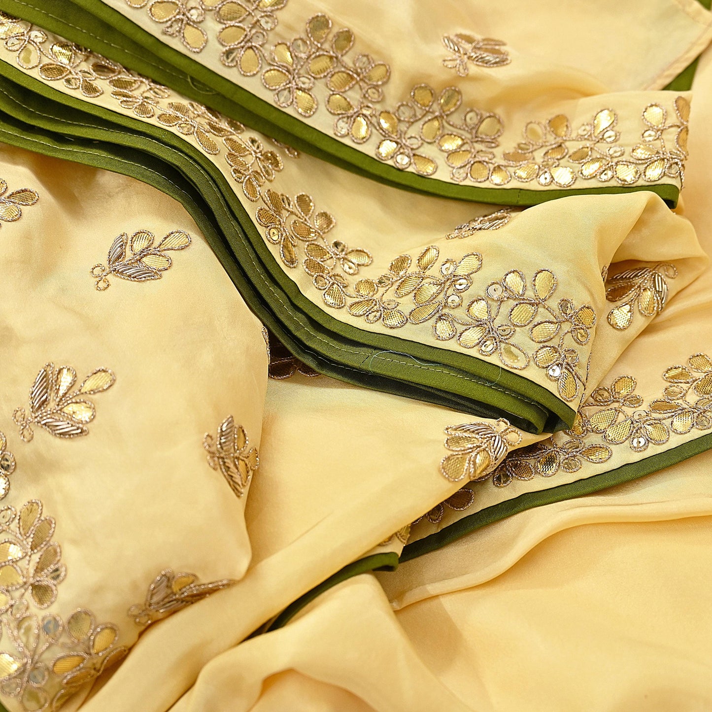 Rare Vintage Yellow Pure Silk Saree Zardozi Gota Hand Embroidered Designer Sabyasachi Sari 6 Yard Bollywood Party Wear