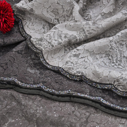 Vintage Gray Net Saree Heavy Hand Embroidery 5.5 Yards Soft Mesh Fabric Ideal for Crafting Wedding Wear Bollywood sarees