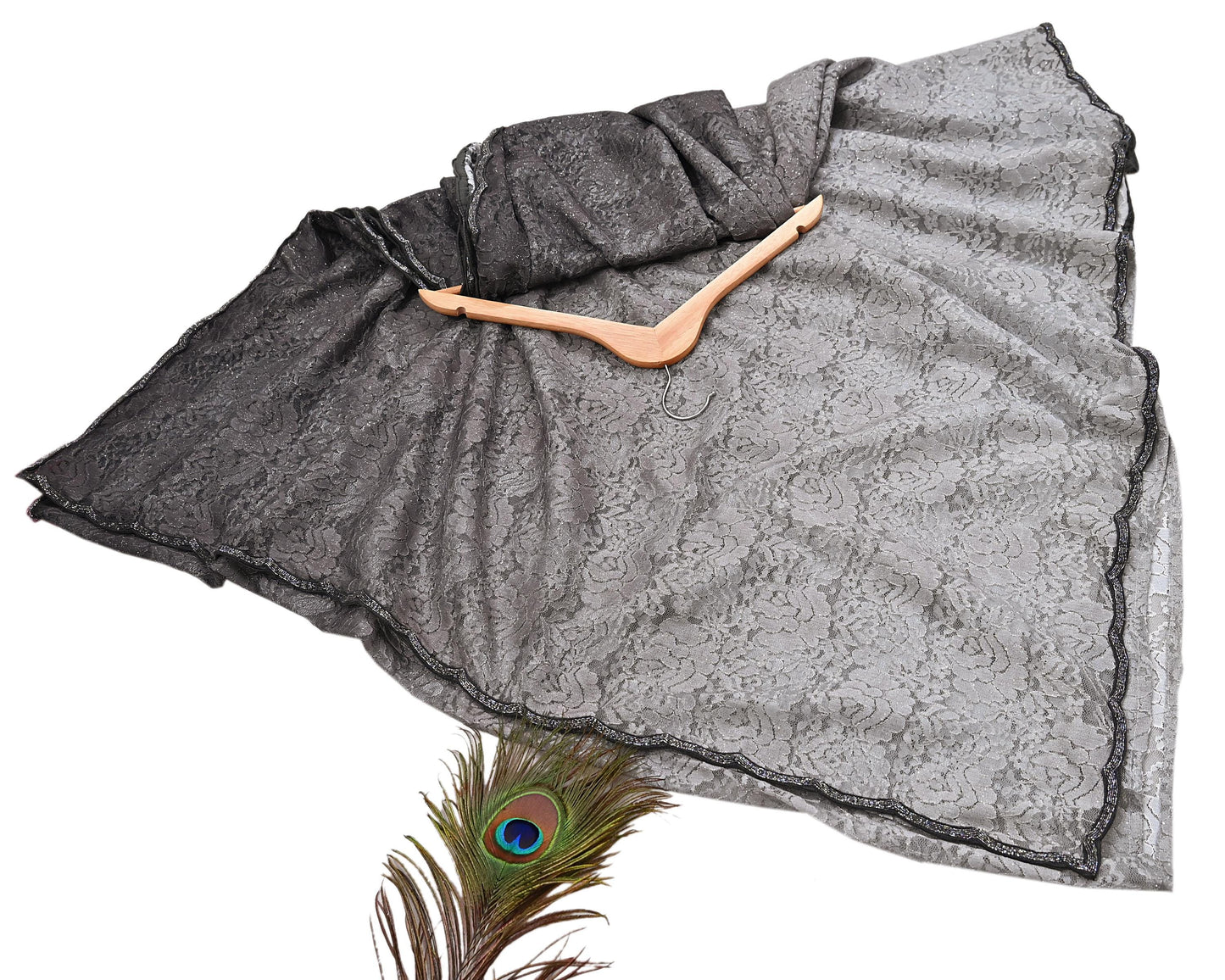 Vintage Gray Net Saree Heavy Hand Embroidery 5.5 Yards Soft Mesh Fabric Ideal for Crafting Wedding Wear Bollywood sarees