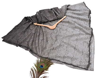 Vintage Gray Net Saree Heavy Hand Embroidery 5.5 Yards Soft Mesh Fabric Ideal for Crafting Wedding Wear Bollywood sarees