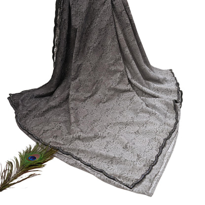 Vintage Gray Net Saree Heavy Hand Embroidery 5.5 Yards Soft Mesh Fabric Ideal for Crafting Wedding Wear Bollywood sarees