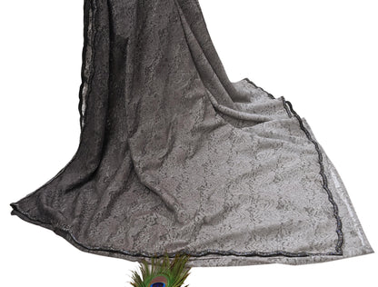 Vintage Gray Net Saree Heavy Hand Embroidery 5.5 Yards Soft Mesh Fabric Ideal for Crafting Wedding Wear Bollywood sarees