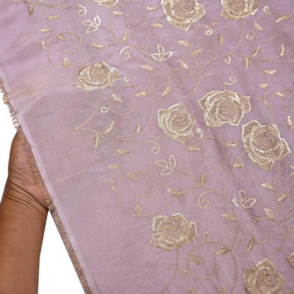 Indian new Purple Georgette silk Embroidered Design Fabric glass beaded zari sequins Crafting Quilting Dress making Crafting