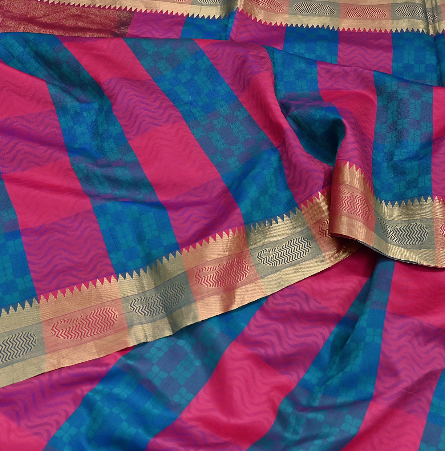Indian Vintage Heavy Pink & Green Kanjivaram Saree 100% Pure Silk Zari 5Yd Floral Crafting Dress making Crafting Quilting Bollywood Saree