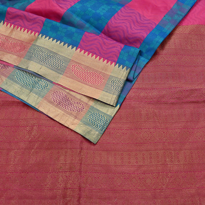 Indian Vintage Heavy Pink & Green Kanjivaram Saree 100% Pure Silk Zari 5Yd Floral Crafting Dress making Crafting Quilting Bollywood Saree