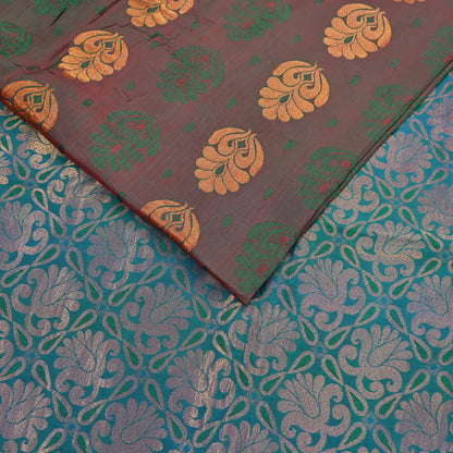 Indian Vintage Heavy Blue, Green & maroon Kanjivaram Saree 100% Pure Silk Zari 5Yd Floral Dress making Crafting Quilting Bollywood Saree