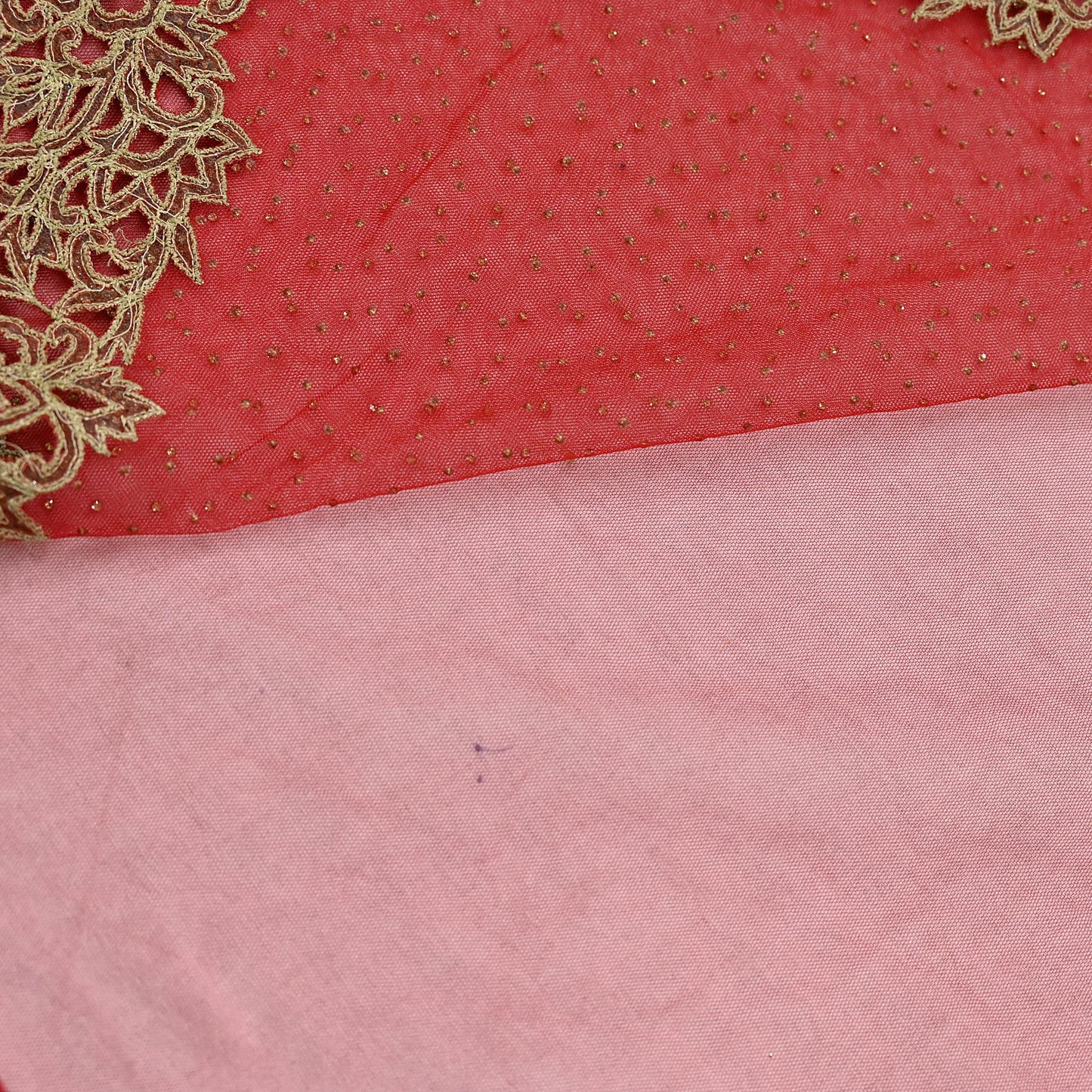 Indian Vintage Sari Red Net/Mesh Hand Embroidered Sarees Ethnic Craft Fabric 5Yd Sewing Soft Wedding Sarees Dress making Crafting