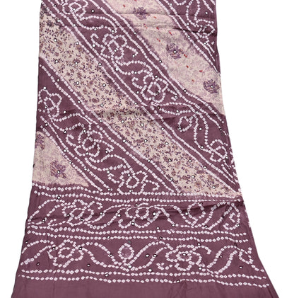 Women Indian Vintage Beige & Brown Dupatta Long Stole Pure silk Bandhani Dupatta Veil Scarves soft Boho Wrap