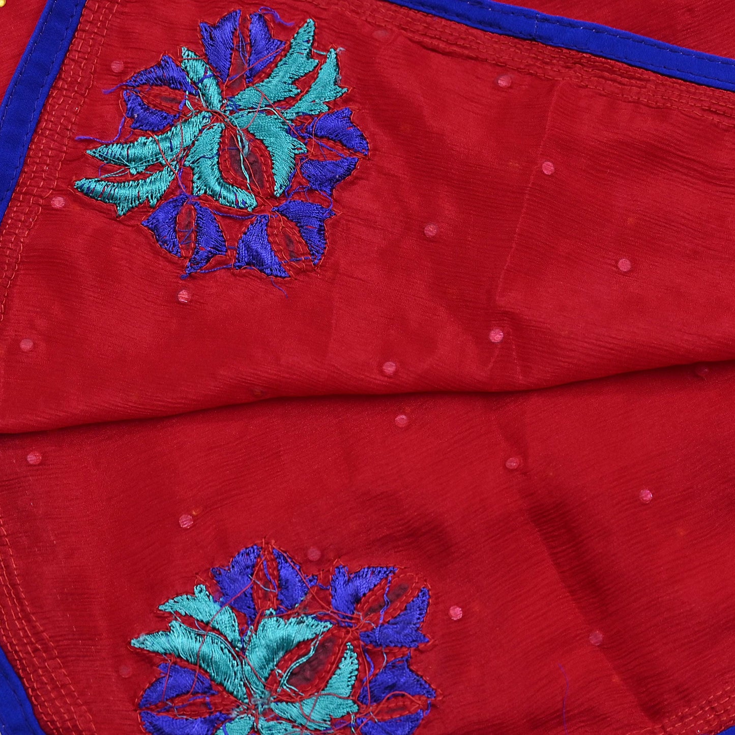Indian Vintage Red Dupatta Long Stole Pure Silk Hand Embroidered Scarves Veil Scarf Wrap Hippie Boho