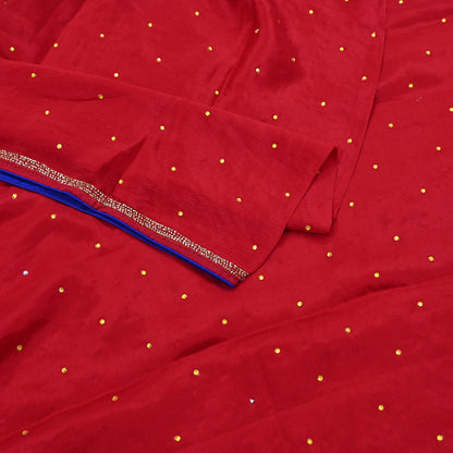 Indian Vintage Red Dupatta Long Stole Pure Silk Hand Embroidered Scarves Veil Scarf Wrap Hippie Boho