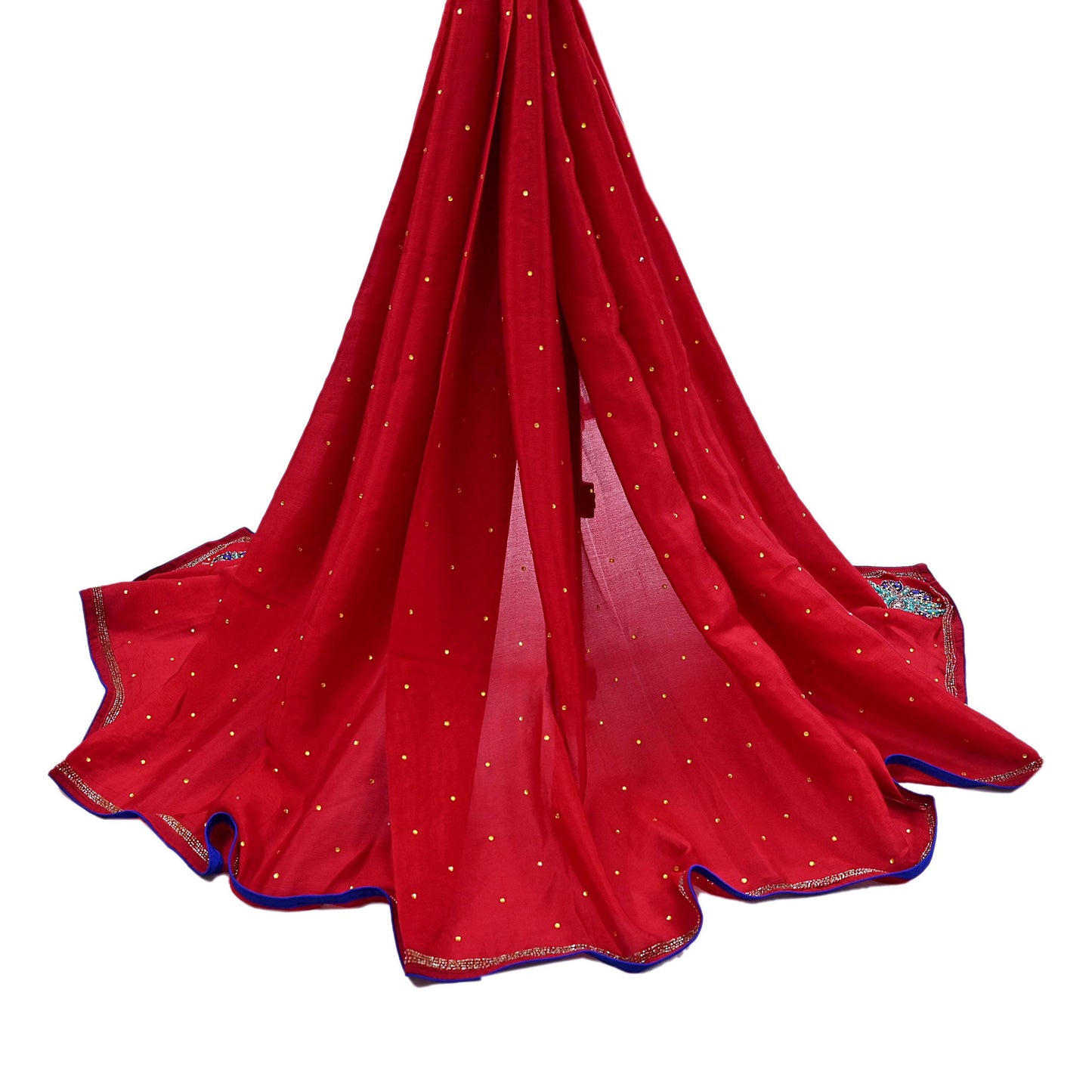 Indian Vintage Red Dupatta Long Stole Pure Silk Hand Embroidered Scarves Veil Scarf Wrap Hippie Boho