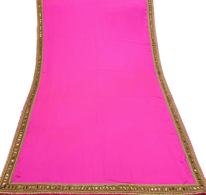 Rare Vintage Pink Golden Net & Pure Satin Silk Saree Heavy Hand Embroidery 6 Yards Wedding Wear Bollywood sarees