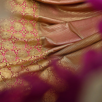 Rare Vintage Pink Golden Net & Pure Satin Silk Saree Heavy Hand Embroidery 6 Yards Wedding Wear Bollywood sarees