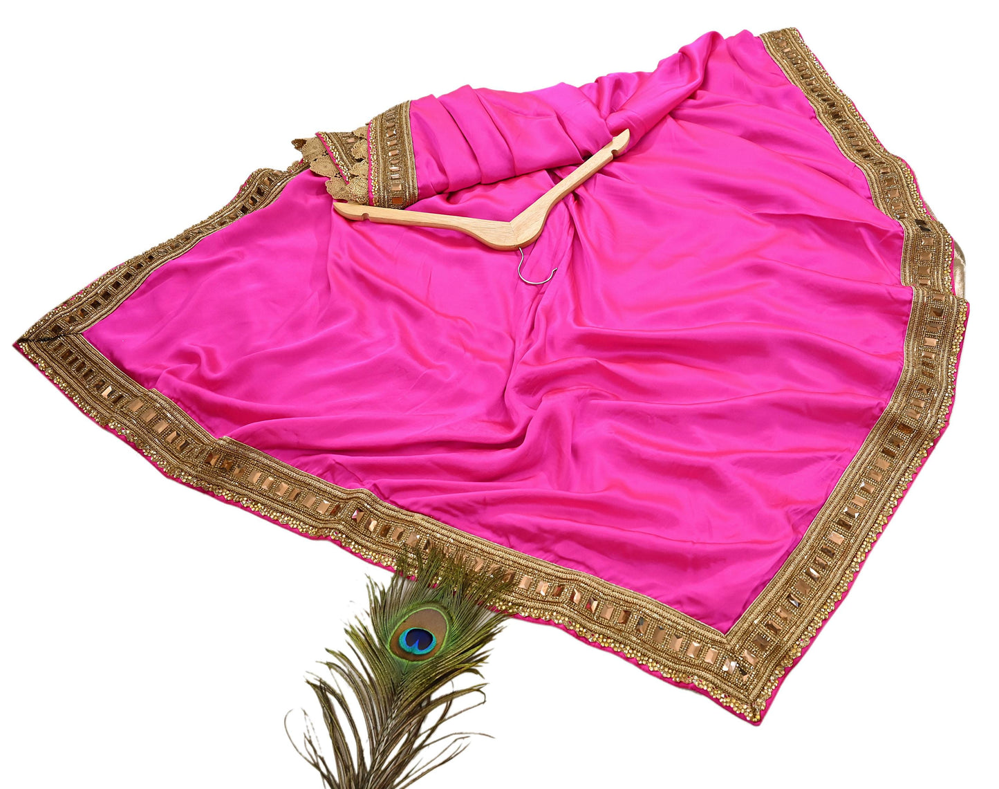 Rare Vintage Pink Golden Net & Pure Satin Silk Saree Heavy Hand Embroidery 6 Yards Wedding Wear Bollywood sarees