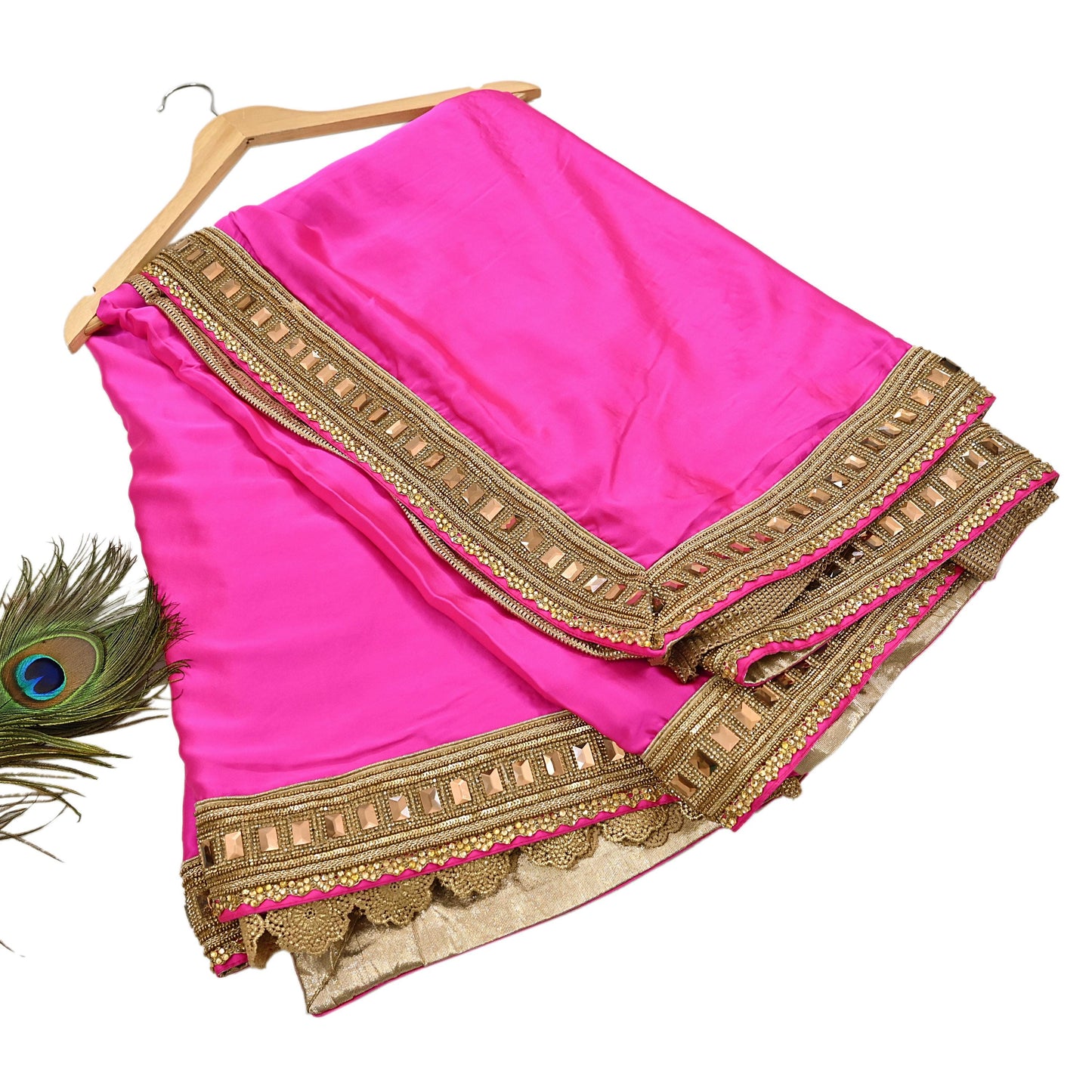 Rare Vintage Pink Golden Net & Pure Satin Silk Saree Heavy Hand Embroidery 6 Yards Wedding Wear Bollywood sarees