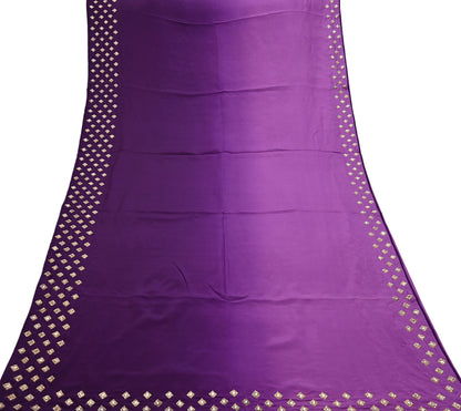 Rare Vintage Purple Pure Silk Saree Hand Embroidered Fabric 6 Yard Sari Bollywood Party Wear Ethnic Designer Saree