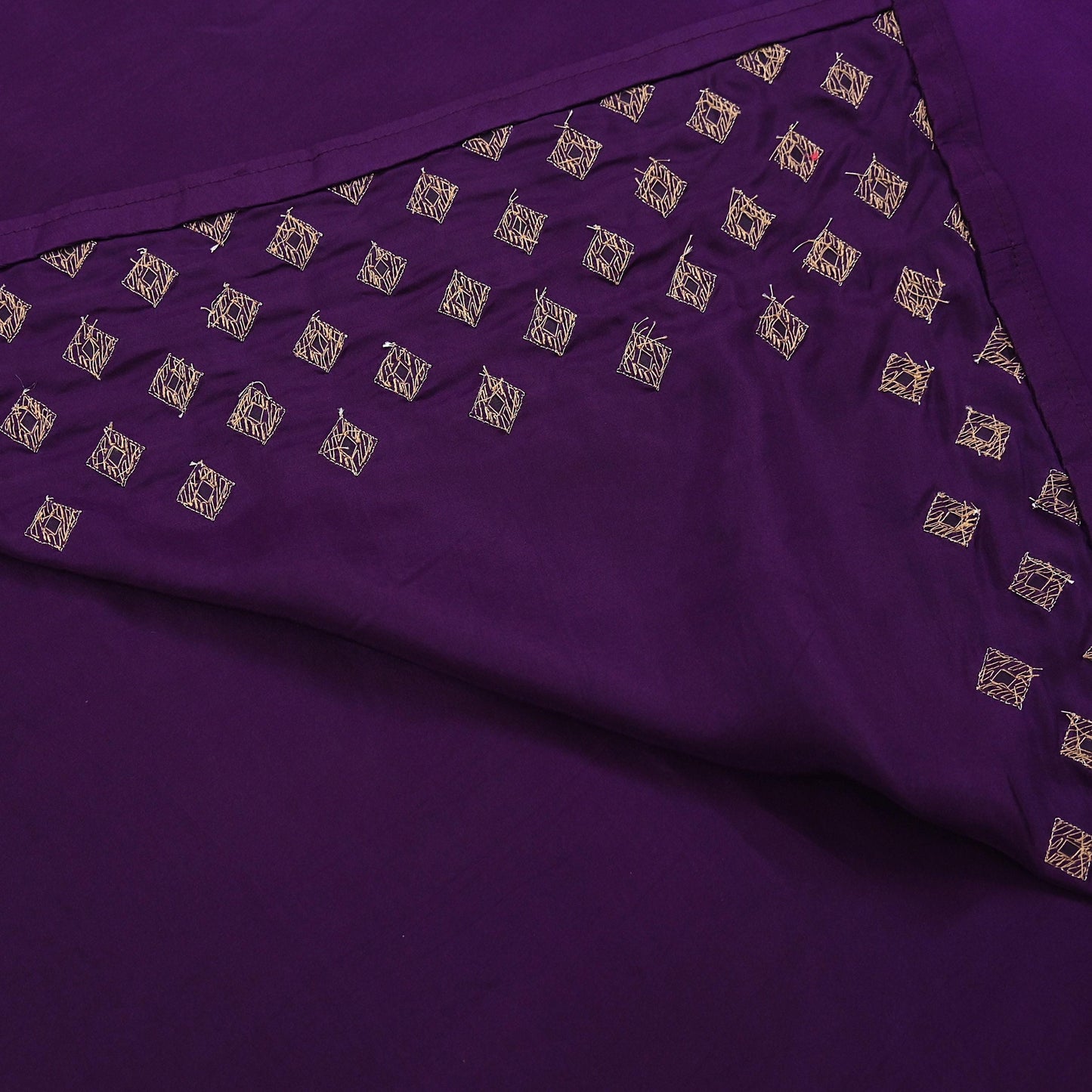 Rare Vintage Purple Pure Silk Saree Hand Embroidered Fabric 6 Yard Sari Bollywood Party Wear Ethnic Designer Saree