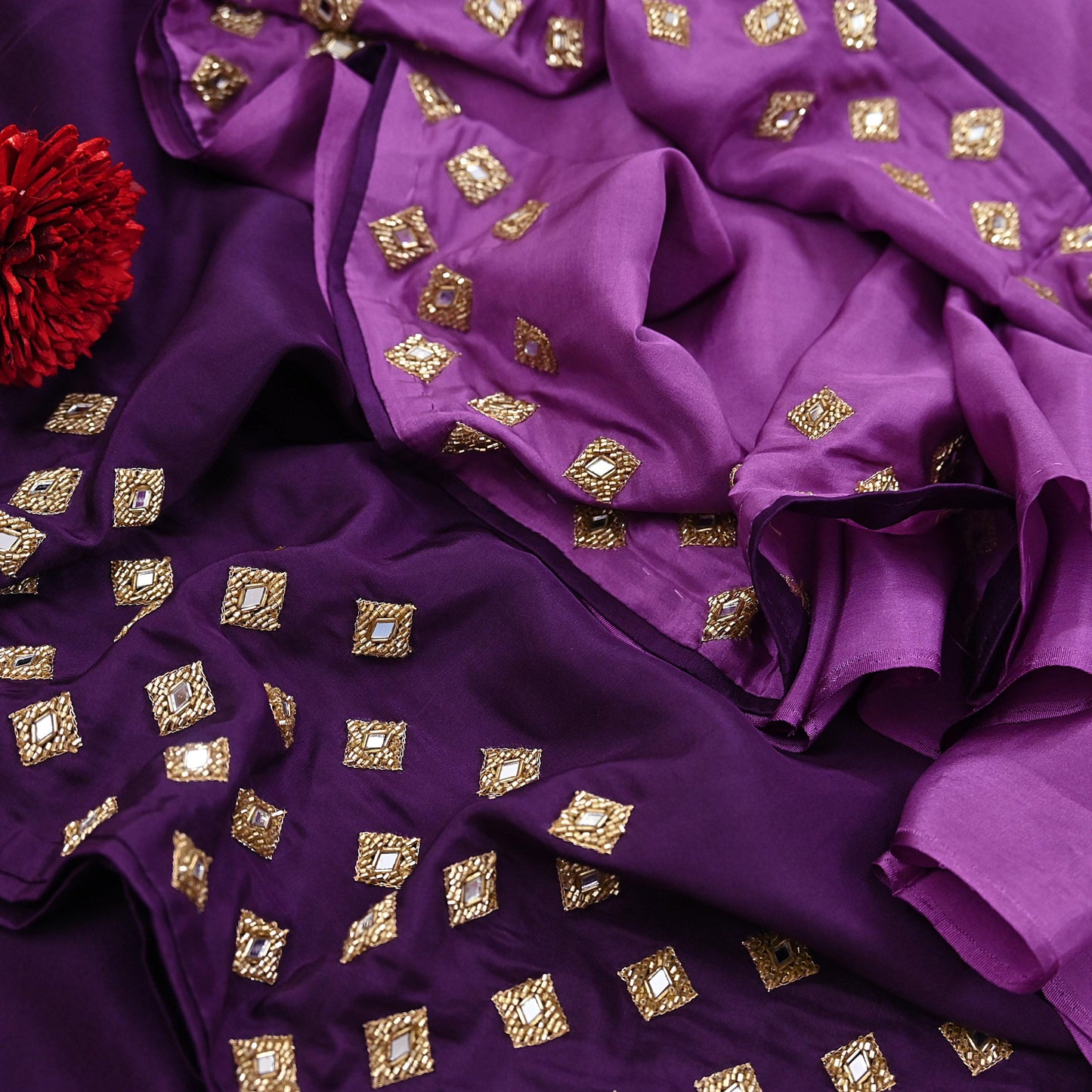 Rare Vintage Purple Pure Silk Saree Hand Embroidered Fabric 6 Yard Sari Bollywood Party Wear Ethnic Designer Saree
