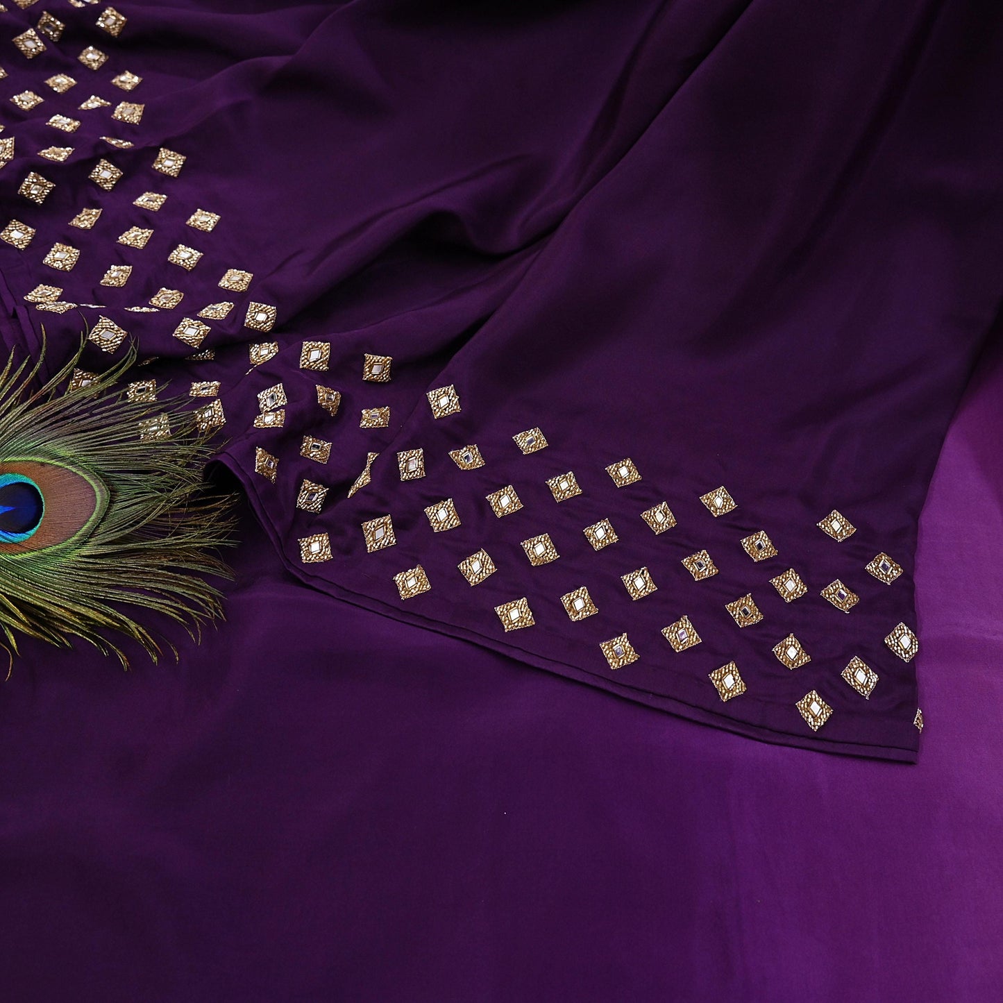 Rare Vintage Purple Pure Silk Saree Hand Embroidered Fabric 6 Yard Sari Bollywood Party Wear Ethnic Designer Saree