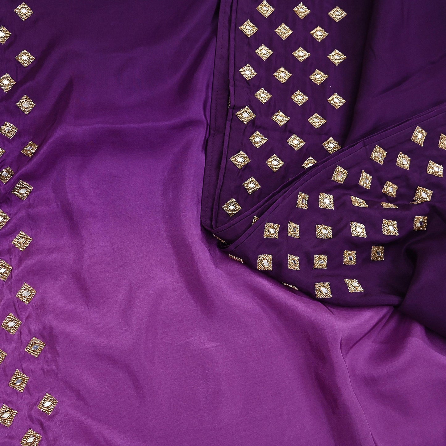 Rare Vintage Purple Pure Silk Saree Hand Embroidered Fabric 6 Yard Sari Bollywood Party Wear Ethnic Designer Saree