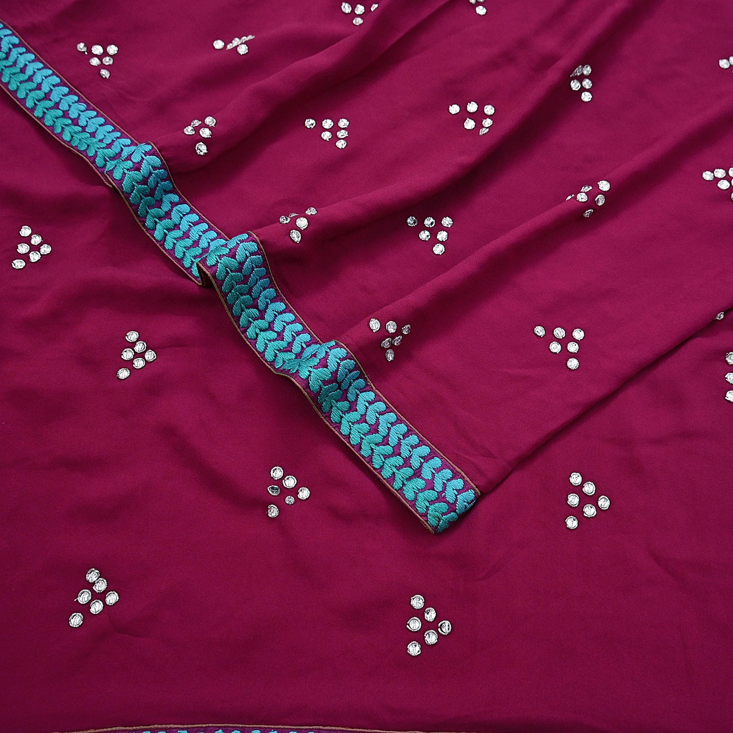 Indian Vintage Heavy Sarees Maroon Pure Georgette Silk Hand Embroidered Sari Fabric 6Yd Sewing Ethnic Zardozi/dabka zari With Blouse Pcs