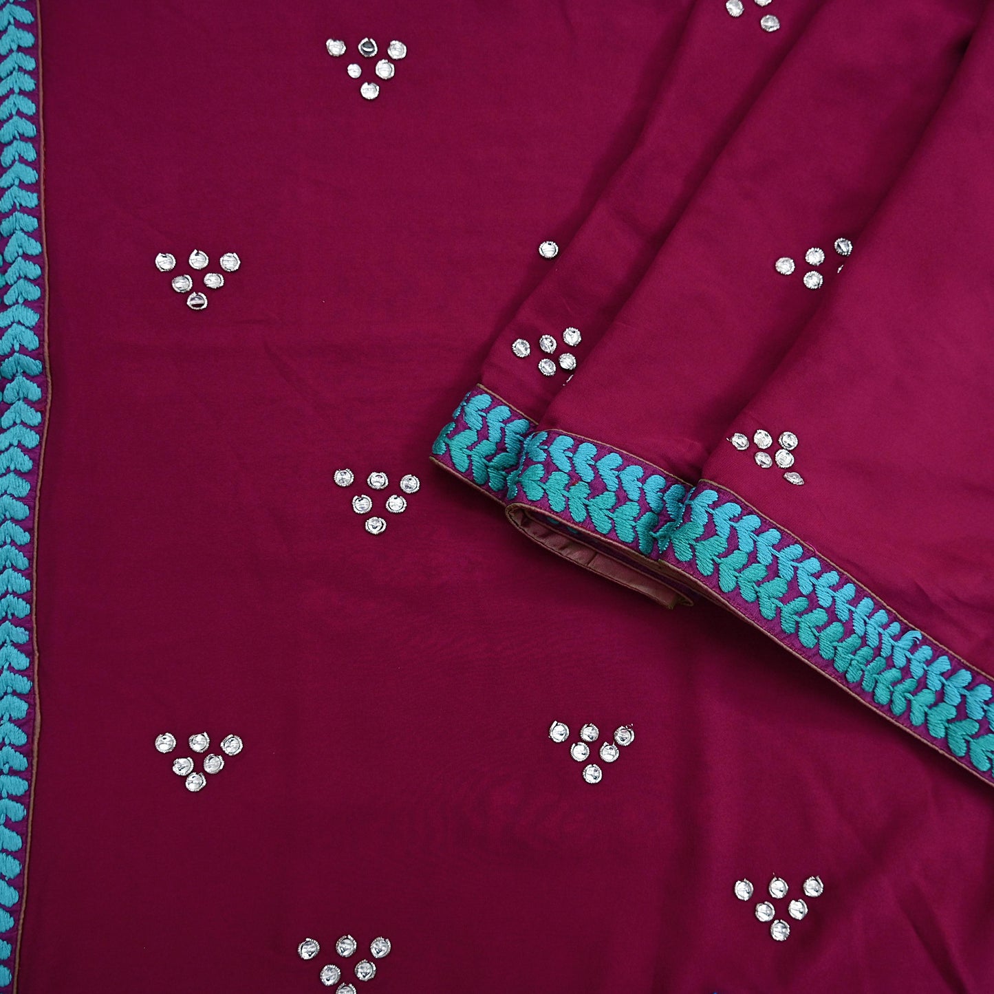 Indian Vintage Heavy Sarees Maroon Pure Georgette Silk Hand Embroidered Sari Fabric 6Yd Sewing Ethnic Zardozi/dabka zari With Blouse Pcs
