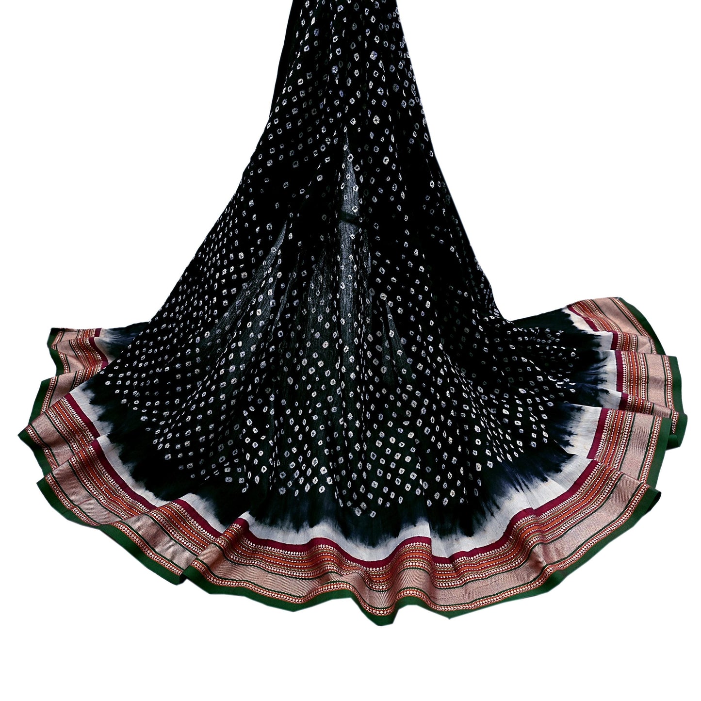 Indian Vintage Black Dupatta Long Stole Cotton Woven Bandhani Veil Scarves soft Boho Wrap Hijab