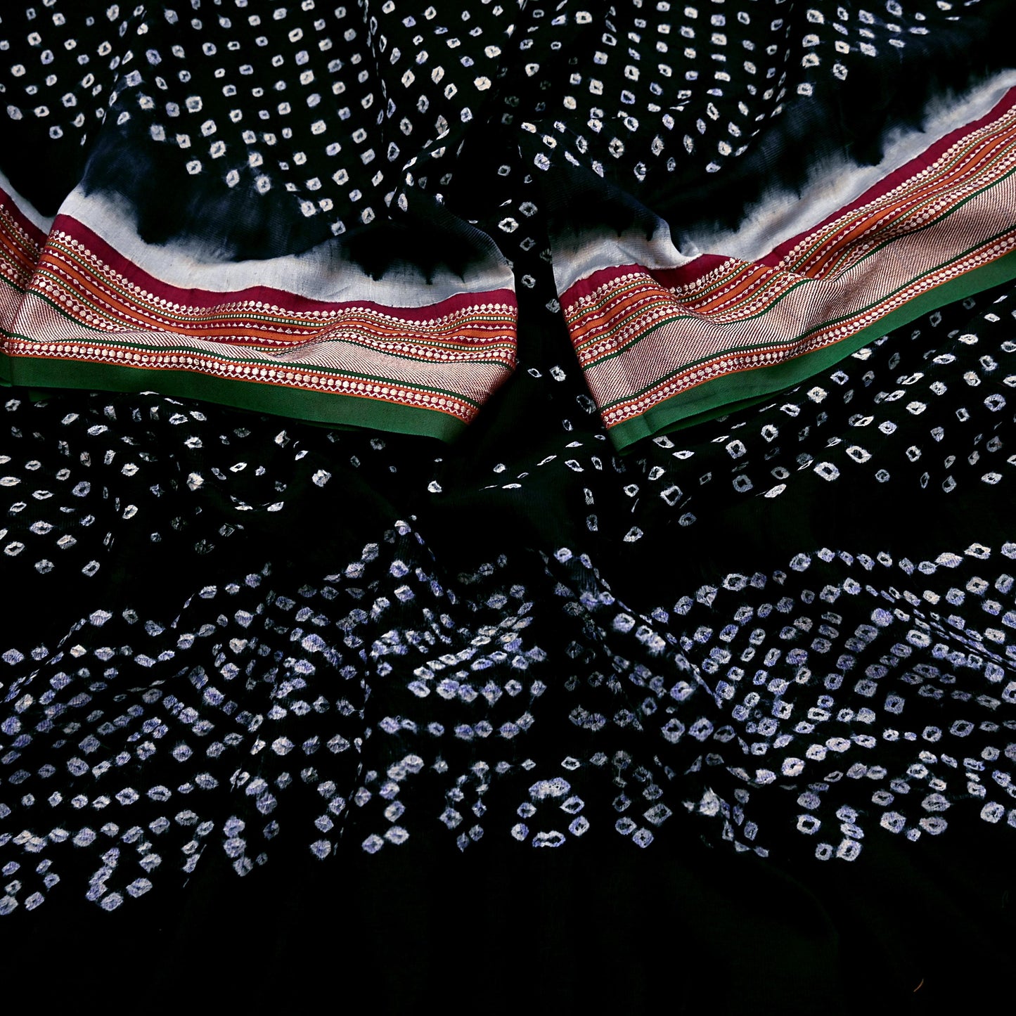 Indian Vintage Black Dupatta Long Stole Cotton Woven Bandhani Veil Scarves soft Boho Wrap Hijab
