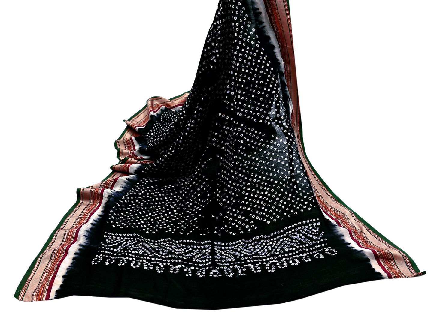 Indian Vintage Black Dupatta Long Stole Cotton Woven Bandhani Veil Scarves soft Boho Wrap Hijab