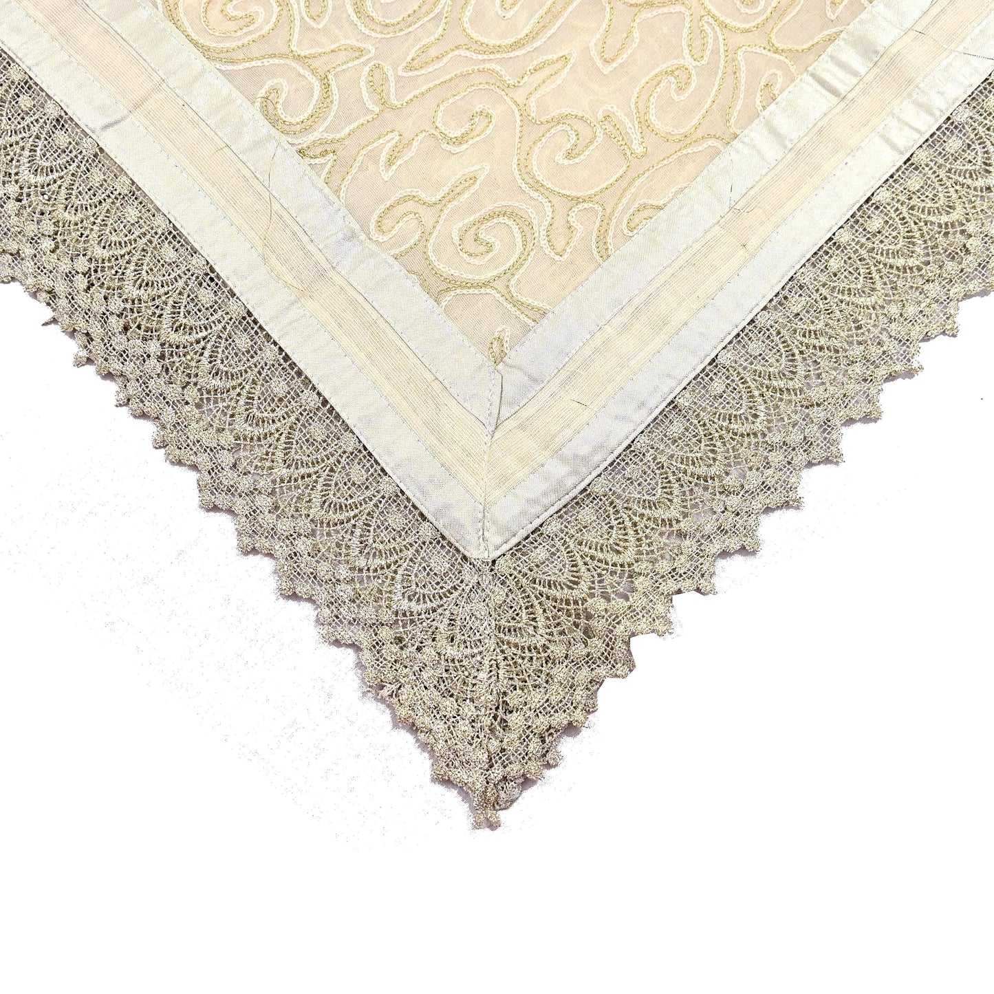 Indian Vintage Ivory Dupatta Long Stole Pure Cotton Hand Embroidered Scarves Veil Scarf Wrap