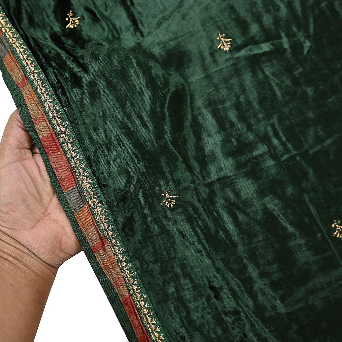 Indian Vintage Dupatta Bottle green Long Stole velvet Scarves Veil Hijab Wrap Scarf Boho For her For women's Bollywood stole