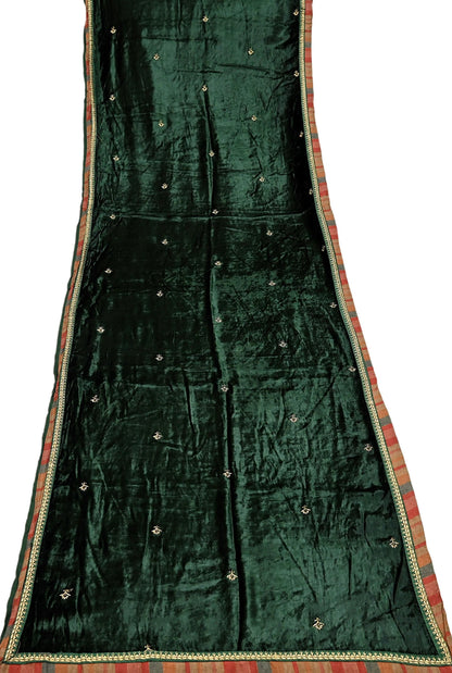 Indian Vintage Dupatta Bottle green Long Stole velvet Scarves Veil Hijab Wrap Scarf Boho For her For women's Bollywood stole