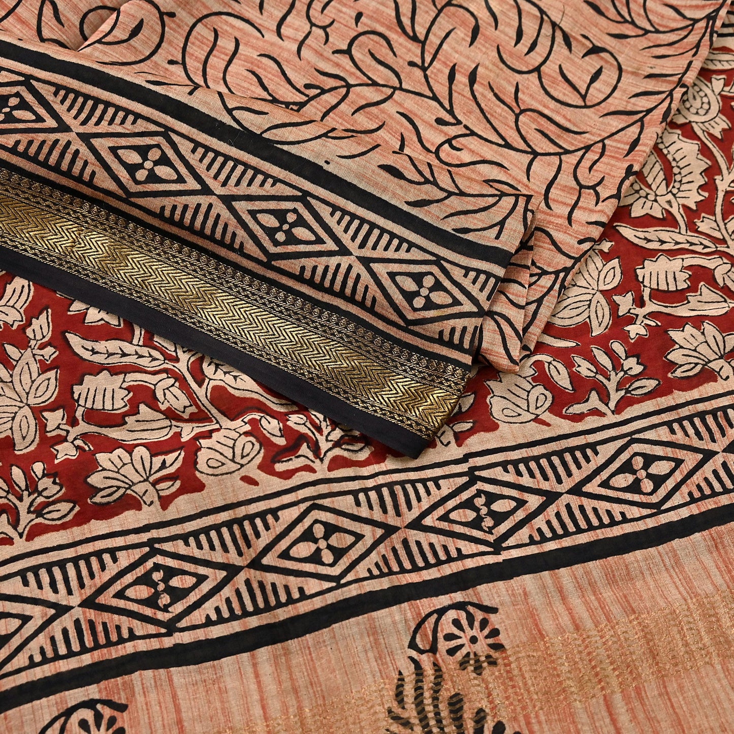 Indian Vintage Dupatta Ivory & Blue Long Stole Block Print Pure Chanderi Silk Scarves Veil Zari Wrap Hijab