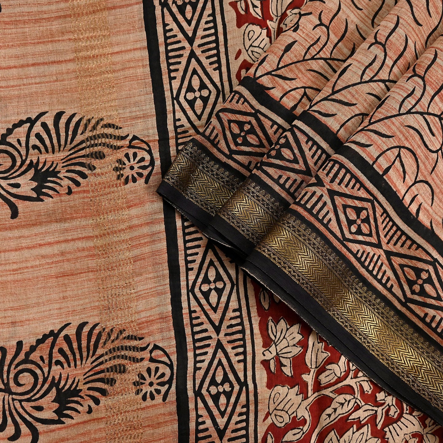 Indian Vintage Dupatta Ivory & Blue Long Stole Block Print Pure Chanderi Silk Scarves Veil Zari Wrap Hijab