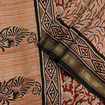 Indian Vintage Dupatta Ivory & Blue Long Stole Block Print Pure Chanderi Silk Scarves Veil Zari Wrap Hijab