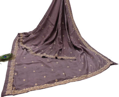 Rare Vintage Dusty Purple Pure Silk Saree Zardozi Hand Embroidered Designer Sabyasachi Sari 5.5 Yard Bollywood Party Wear