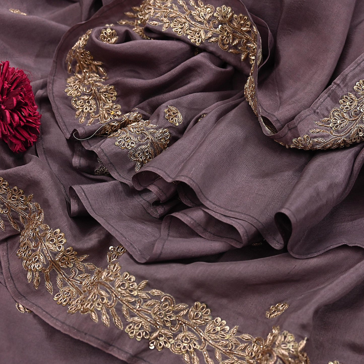 Rare Vintage Dusty Purple Pure Silk Saree Zardozi Hand Embroidered Designer Sabyasachi Sari 5.5 Yard Bollywood Party Wear